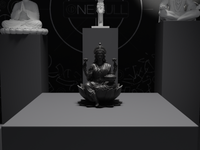 Lakshmi murti statue in black, front view