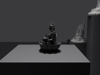 Lakshmi murti statue in black, side profile