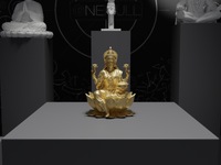 Lakshmi murti statue in gold, front view