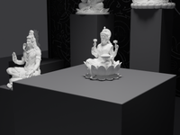 Lakshmi murti statue in white, three-quarter view