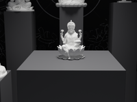 Lakshmi murti statue in white, front view, close