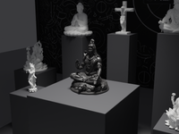 Shiva statue in Black, three-quarter view on its plinth