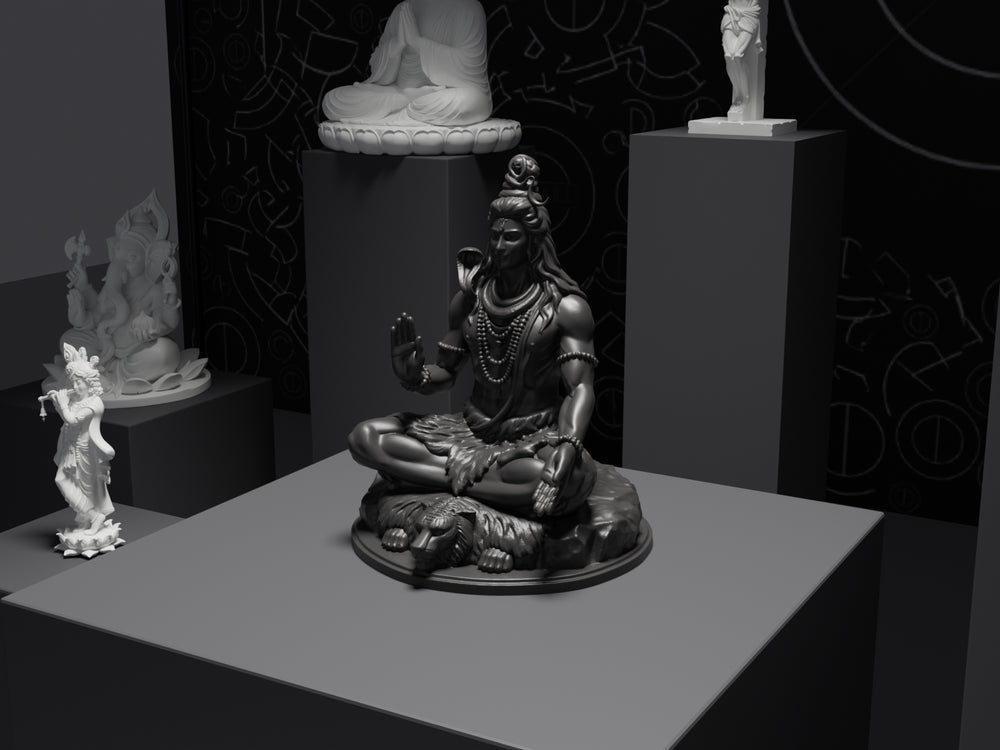 Shiva statue in Black, three-quarter view