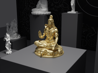Shiva statue in Gold, three-quarter view