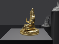 Shiva statue in Gold, side profile, close
