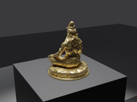 Shiva statue in Gold, rear three-quarter view, close