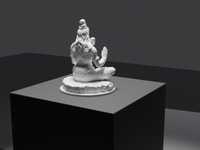 Shiva statue, rear three-quarter view, close