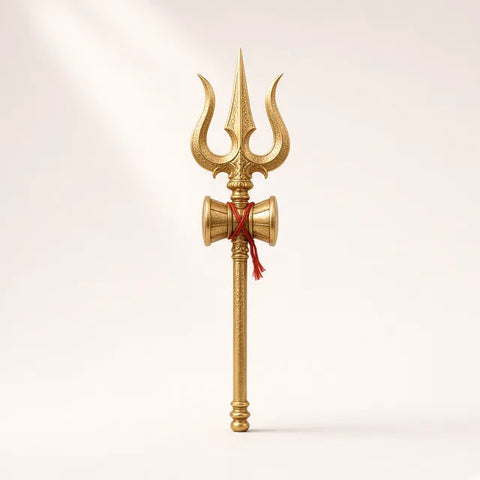 The trishul of Shiva, in gold